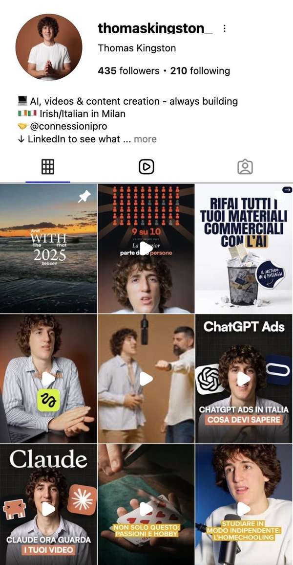 Il profilo Instagram @thomaskingston_
